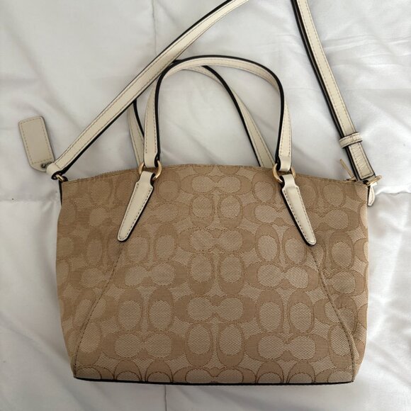 COACH Mini KELSEY Signature Logo Satchel Crossbody Light Khaki/Chalk Bag - Picture 6 of 10
